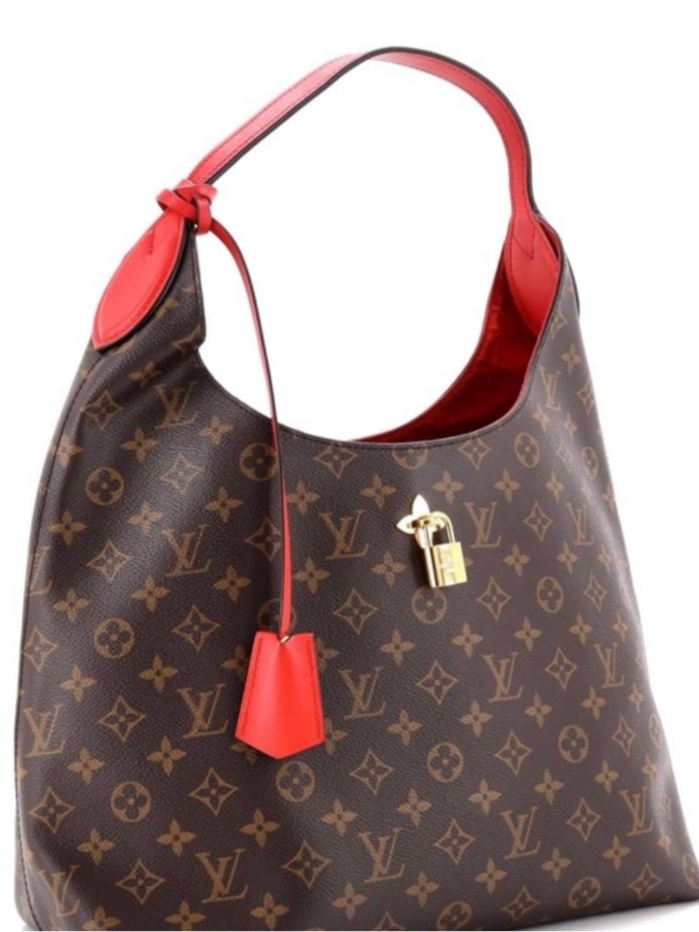 Authentic Louis Vuitton Flower Hobo with Red Trim. Flashy Class Like NEW!!
